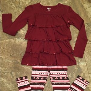 Crazy 8 girls size XL (14) Ruffle Top & Leggings